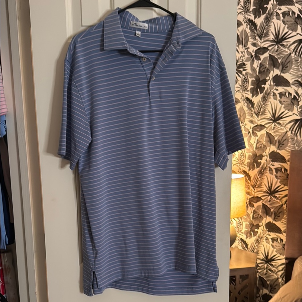 Peter Millar Blue Striped Men's Polo Shirt